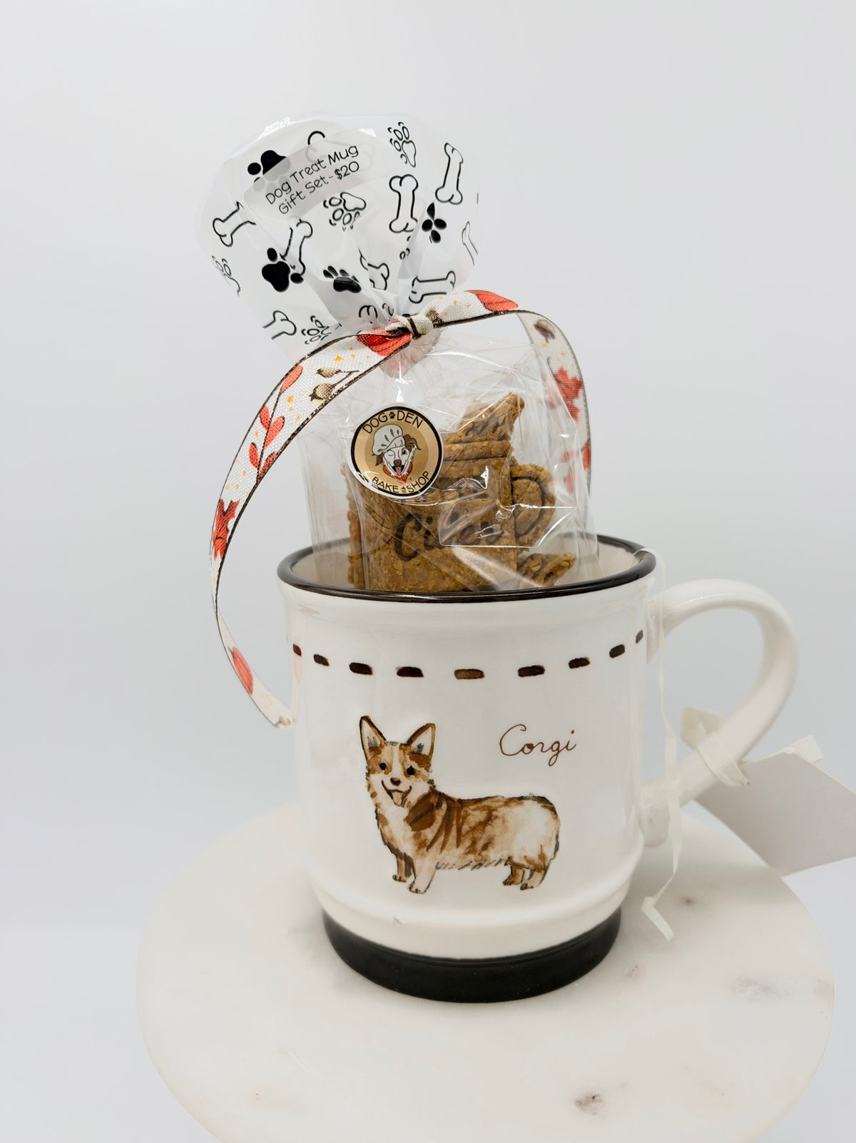 Corgi Mug Gift Set on stand